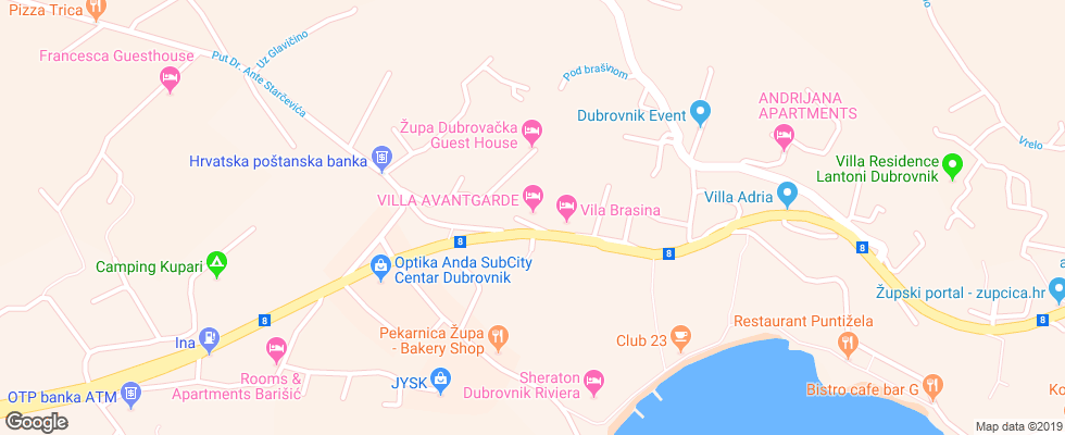 Отель Villa Avantgarde на карте Хорватии