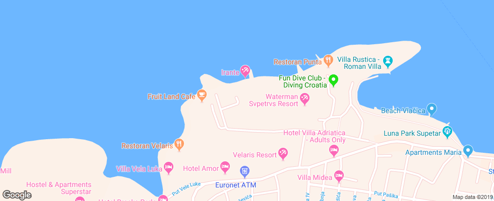Отель Waterman Holiday Resort на карте Хорватии