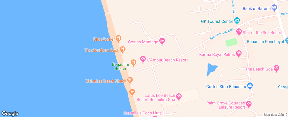 Отель Amoura Beach Resort на карте Индии