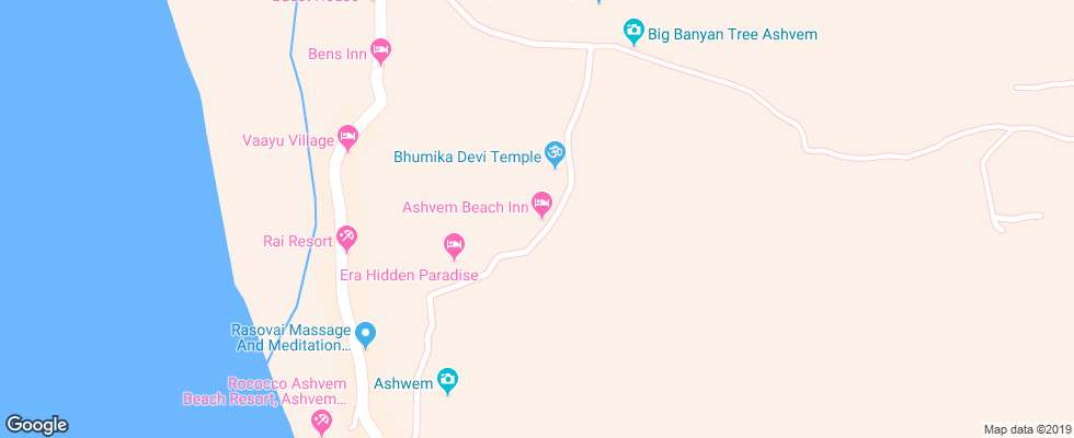 Отель Ashvem Beach Inn на карте Индии
