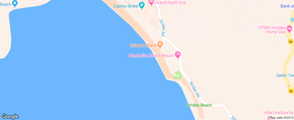 Отель Bambolim Beach Resort на карте Индии