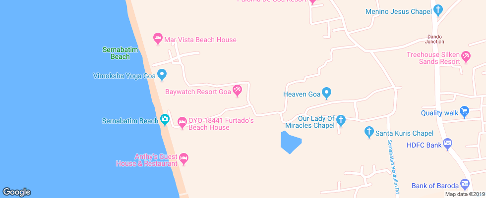 Отель Baywatch Resort на карте Индии