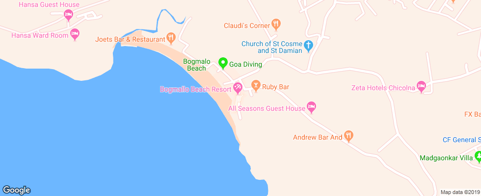 Отель Bogmallo Beach Resort на карте Индии