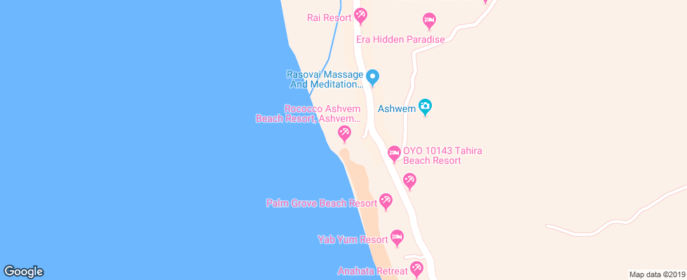 Отель Boomerang Beach Resort Ashvem на карте Индии