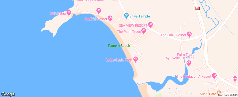 Отель Cuba Patnem Beach Huts на карте Индии