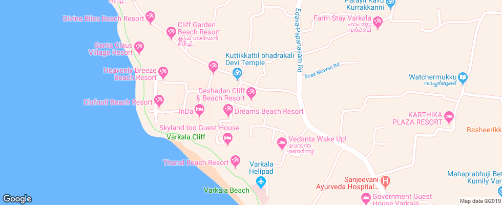 Отель Deshadan Cliff & Beach Resort на карте Индии