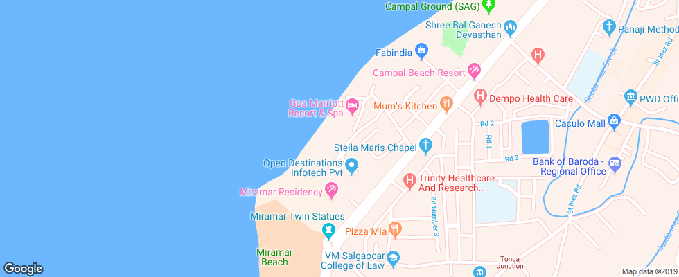 Отель Goa Marriott Resort на карте Индии