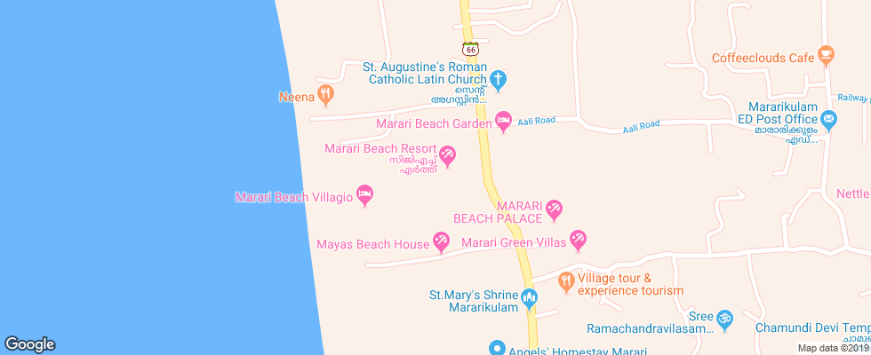 Отель Marari Beach Resort на карте Индии