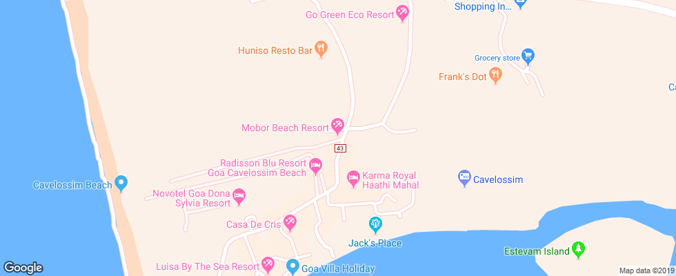 Отель Mobor Beach Resort на карте Индии