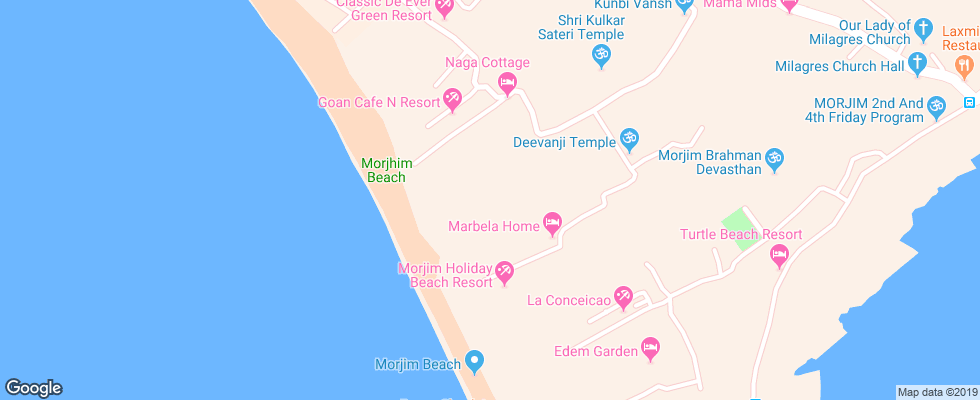 Отель Morjim Beach Resort на карте Индии