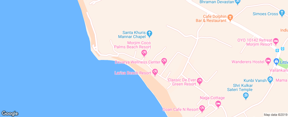 Отель Morjim Coco Palms на карте Индии