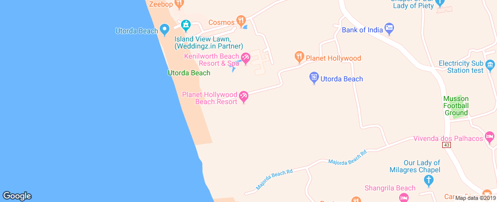 Отель Planet Hollywood Beach Resort на карте Индии