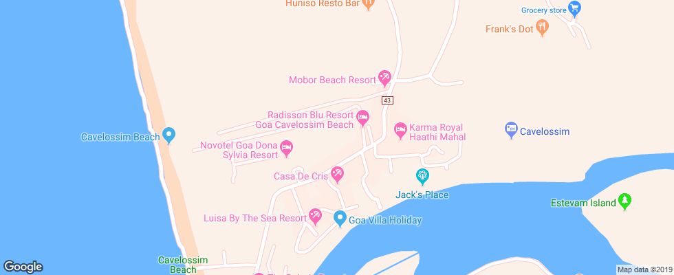 Отель Radisson Blu Resort Cavelossim Beach на карте Индии