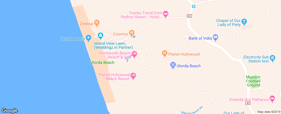 Отель The Kenilworth Beach Resort & Spa на карте Индии
