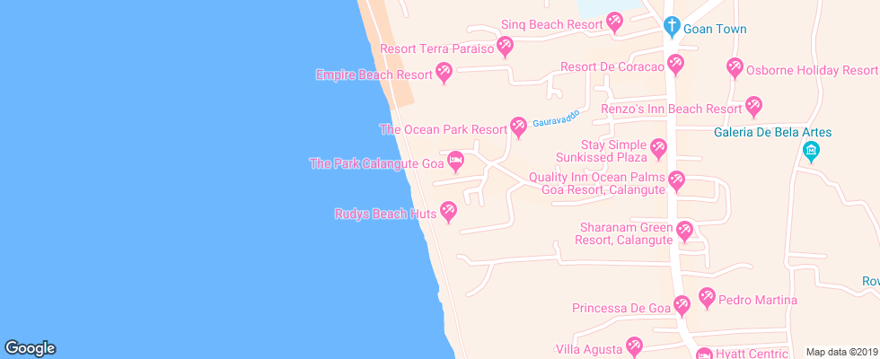 Отель The Park Calangute Goa на карте Индии