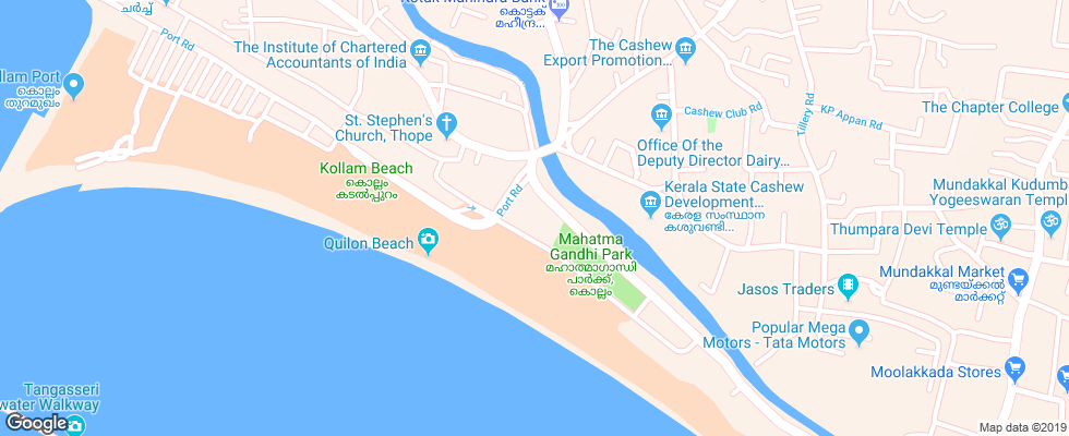 Отель The Quilon Beach Hotel & Convention Centre на карте Индии