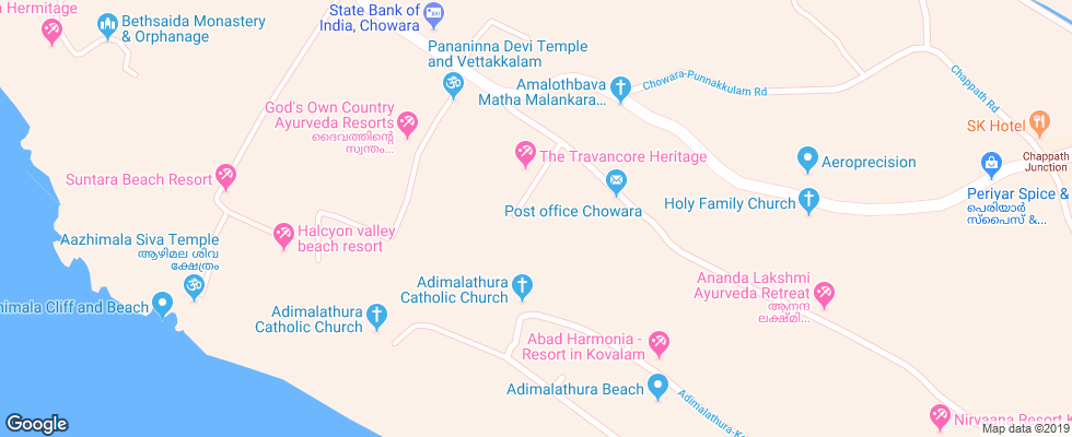 Отель The Travancore Heritage на карте Индии