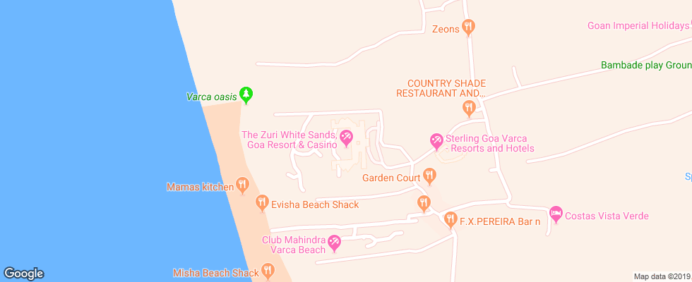Отель The Zuri Varca Goa White Sands Resort на карте Индии