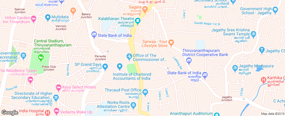 Отель Vivanta By Taj Trivandrum на карте Индии