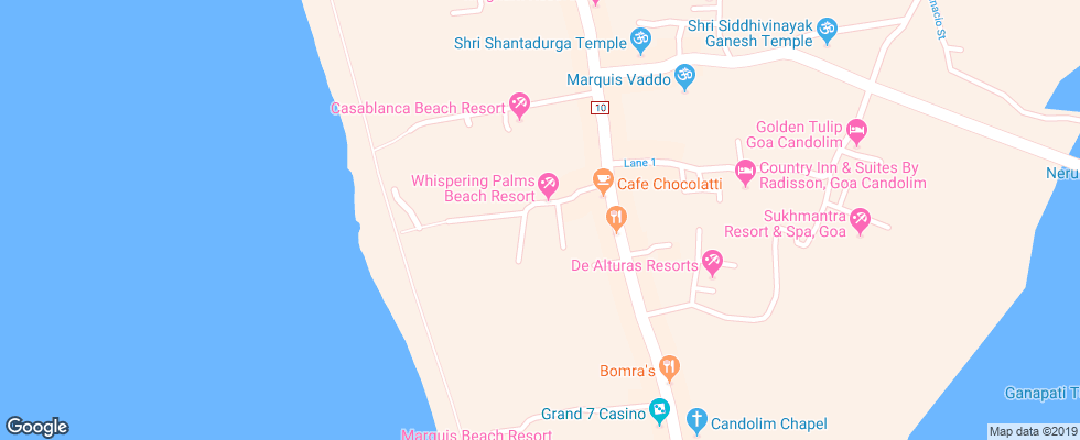 Отель Whispering Palms на карте Индии