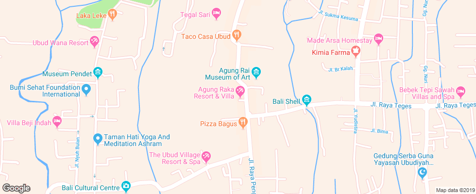 Отель Agung Raka Resort на карте Индонезии