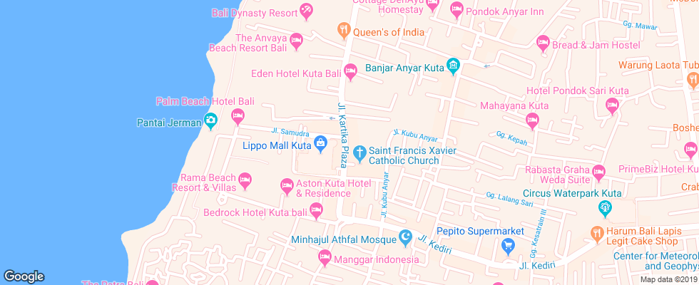 Отель Amnaya Resort Kuta на карте Индонезии