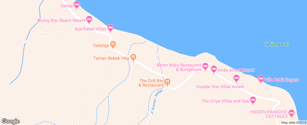 Отель Arya Amed Beach Resort на карте Индонезии