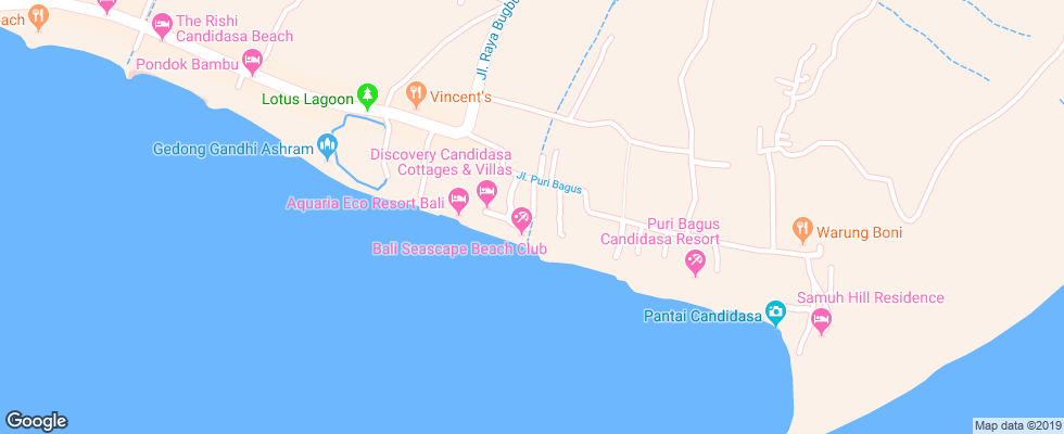 Отель Bali Shangrila Beach Club на карте Индонезии