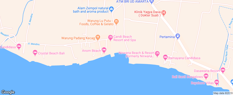 Отель Candi Beach Cottage на карте Индонезии