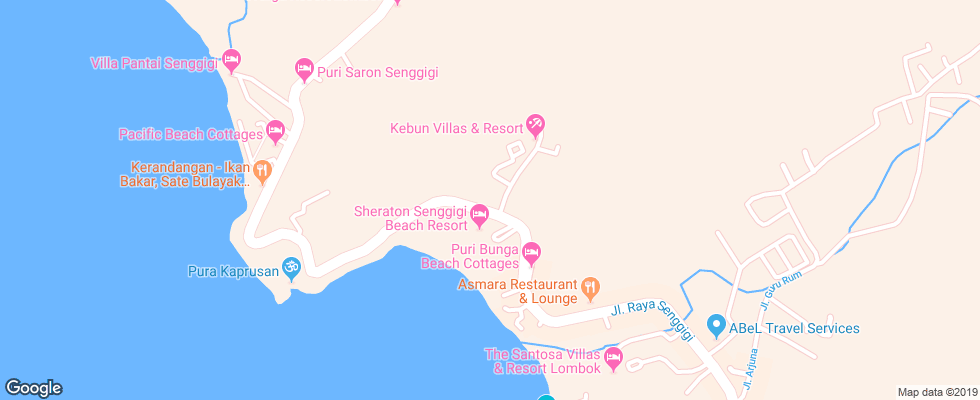 Отель Kebun Villa на карте Индонезии