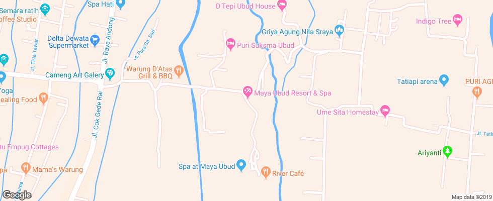 Отель Maya Ubud Resort & Spa на карте Индонезии