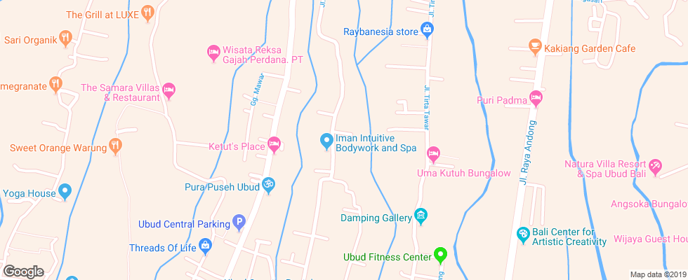 Отель Panorama Ubud на карте Индонезии