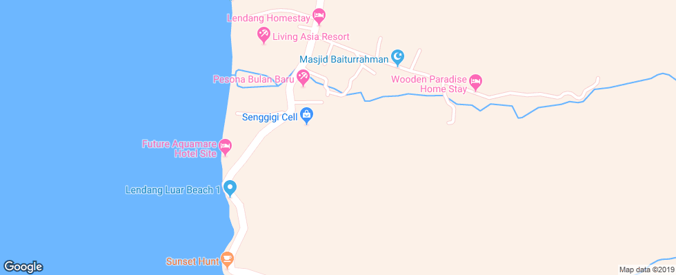 Отель Puri Mas Beach Resort на карте Индонезии