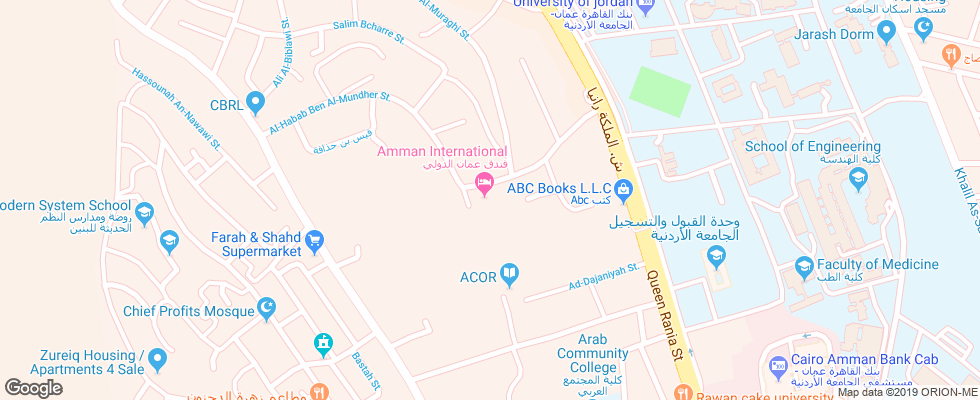 Отель Amman International на карте Иордании