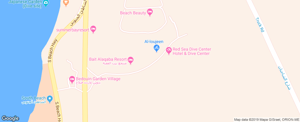 Отель Aqaba Adventure Divers Resort на карте Иордании