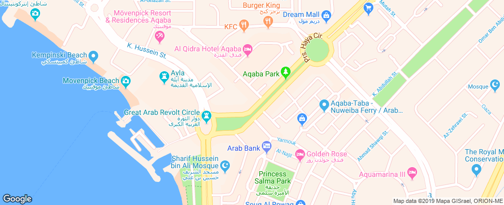 Отель Double Tree By Hilton Aqaba на карте Иордании