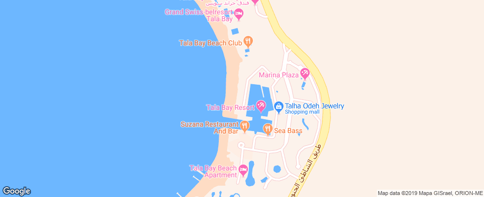 Отель Grand Swiss-Belresort Beach Tala Bay на карте Иордании