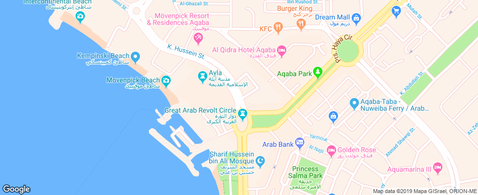 Отель Intercontinental Aqaba Resort на карте Иордании