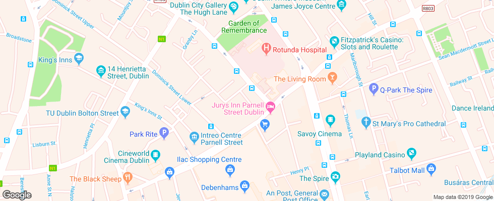 Отель Jurys Inn Parnell Street на карте Ирландии