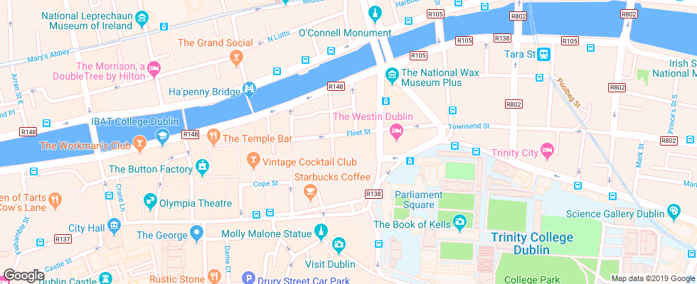 Отель Temple Bar Inn на карте Ирландии