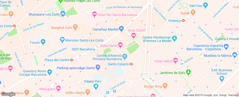 Отель Abba Sants на карте Испании
