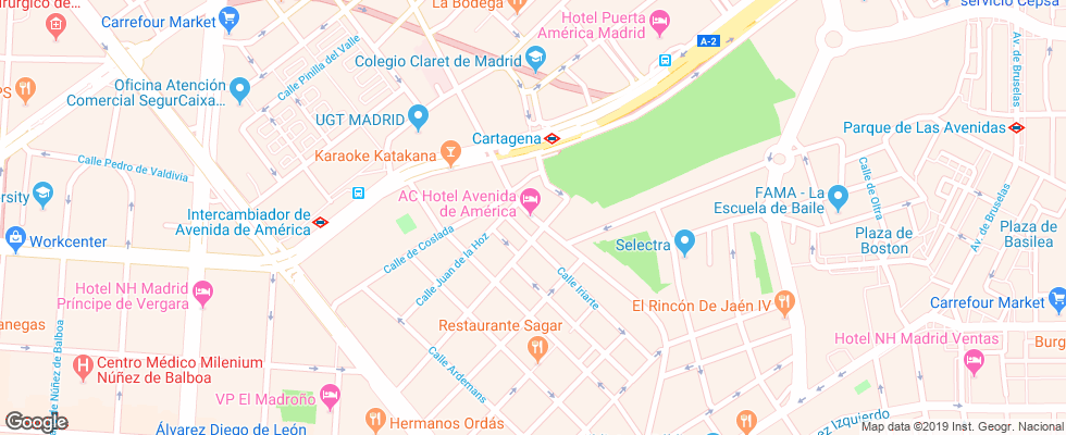 Отель Ac Avenida De America на карте Испании