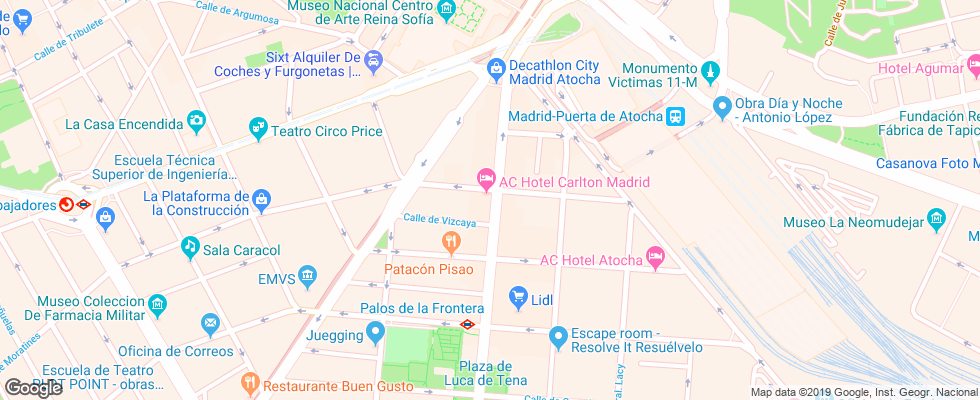 Отель Ac Carlton Madrid на карте Испании
