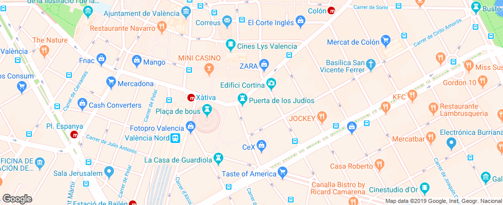 Отель Ac Hotel Colon Valencia на карте Испании