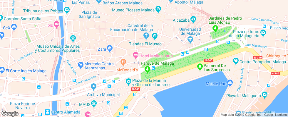Отель Ac Hotel Malaga Palacio на карте Испании