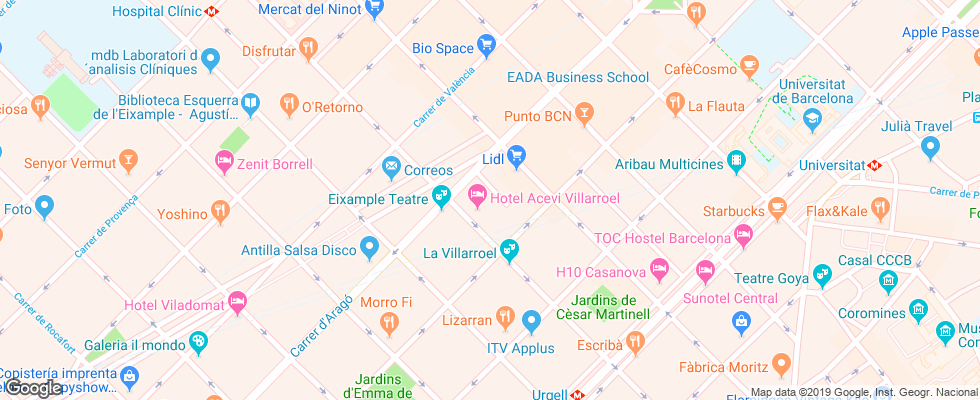 Отель Acevi Villarroel на карте Испании