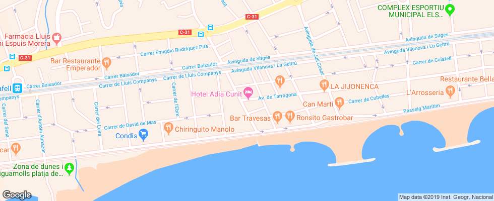 Отель Adia Cunit Playa на карте Испании
