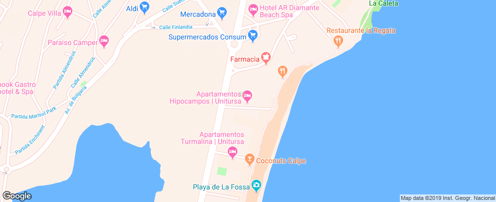 Отель Aguamarina на карте Испании