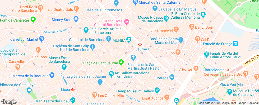 Отель Ainb Gothic Jaume I на карте Испании