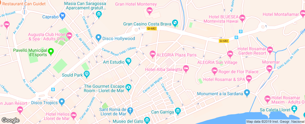 Отель Alegria Plaza Paris на карте Испании